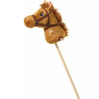 Pluche stokpaard bruin met geluid 110 cm - thumbnail