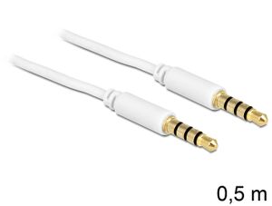 DeLOCK 83439 stereo audiokabel 3.5mm - 3.5mm, 0.5m male/male wit