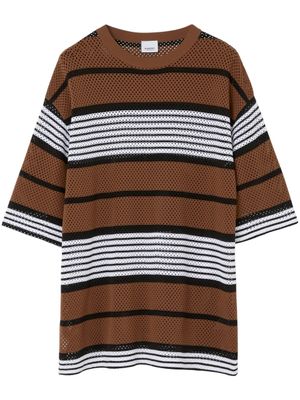 Burberry t-shirt oversize à rayures - Marron