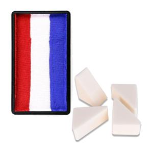 Nederlandse vlag schmink splitcake met sponsjes - koningsdag accessoires - Holland - EK/WK voetbal