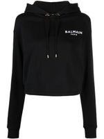 Balmain hoodie en coton à logo appliqué - Noir