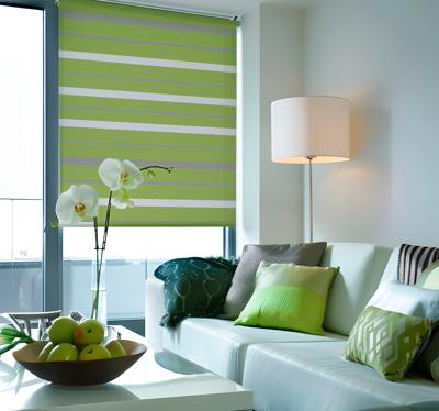 Grijs en groen gestreept patroon elegant raambekleding