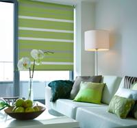 Grijs en groen gestreept patroon elegant raambekleding