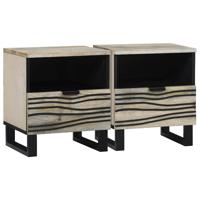 Nachtkastje met lade 2 pcs Wit en zwart 40 x 33 x 46 cm