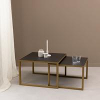 Salontafelset 'Lisa' 65 en 50cm, kleur goud / zwart eiken Salontafelset 'Lisa' 65 en 50cm, kleur goud / zwart eiken