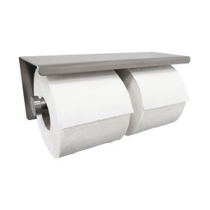 Wiesbaden Toiletrolhouder met Plateau Legplankje Dubbel 304 RVS