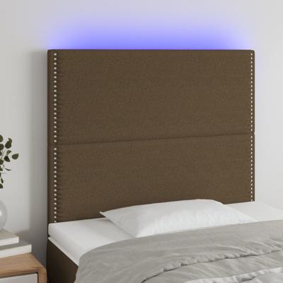 Hoofdbord LED 90x5x118/128 cm stof donkerbruin