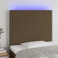 Hoofdbord LED 90x5x118/128 cm stof donkerbruin