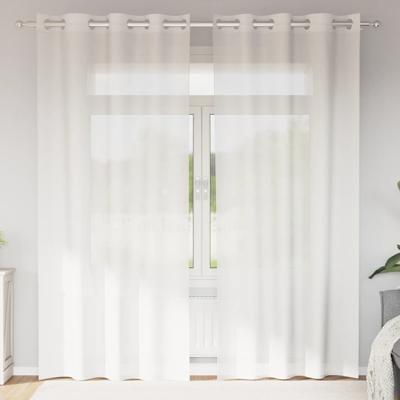 Gordijnen voile met doorvoertules 2 st wit