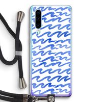 Blauwe golven: Huawei P30 Transparant Hoesje met koord Blauwe golven: Huawei P30 Transparant Hoesje met koord