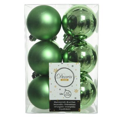 Decoris kerstballen - 12x st - groen - D6 cm - kunststof - kerstversiering