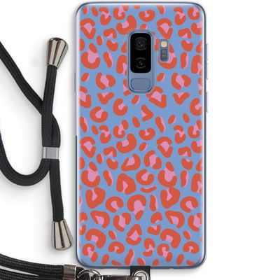 Leopard blue: Samsung Galaxy S9 Plus Transparant Hoesje met koord