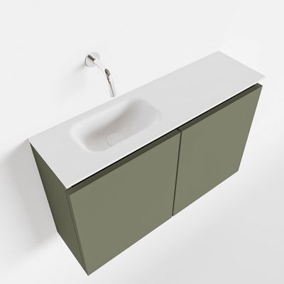 Toiletmeubel Mondiaz Ture | 80 cm | Meubelkleur Army | Eden wastafel Talc Links | Zonder kraangat