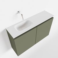 Toiletmeubel Mondiaz Ture | 80 cm | Meubelkleur Army | Eden wastafel Talc Links | Zonder kraangat