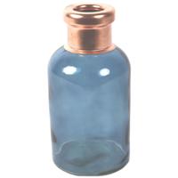 Countryfield Bloemenvaas Firm Bottle - transparant blauw/koper - glas - 10 x 21 cm