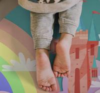 Vinyl tapijt kasteelprinses en regenboog