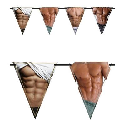 Vlaggenlijn bloot mannenlijf/torso - 3x - 6 meter - plastic - sexy - vrijgezellenfeest