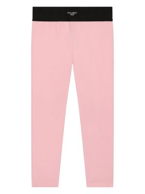 Dolce & Gabbana Kids legging bicolore à patch logo i - Rose