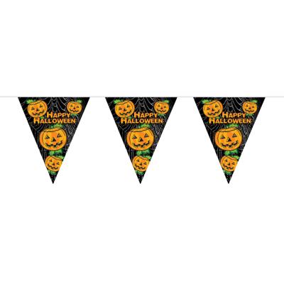 Pompoenen Halloween vlaggenlijn feestslinger - plastic - 450 cm