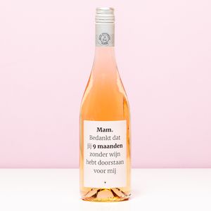 Wijnfles 9 maanden zonder wijn voor mij - Rosé (Blush Rosé)