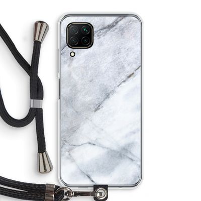 Witte marmer: Huawei P40 Lite Transparant Hoesje met koord