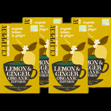 Clipper Bio Lemon & Ginger Organic Infusion 4 x 20 Stuks bij Jumbo