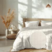 Dekbedovertrek Katoen Satijn Diamante Off White Ruiten 200x200 Cm Verkoelend Heckett Lane - Dekbed-Discounter.nl