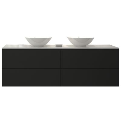 Badkamermeubelset Gliss Hermes 160 cm Mat Zwart Met Waskom