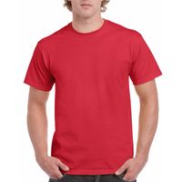 Set van 2x stuks rood katoenen t-shirts voor heren 200 grams, maat: 2XL (44/56)