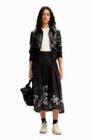 Poplin midirok landschap - BLACK - M Poplin midirok landschap - BLACK - M