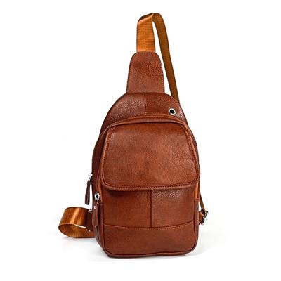 6023 casual Litchi textuur zachte gezicht echt leer één schouder Cross Body tas voor mannen (bruin)
