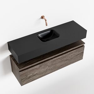 Toiletmeubel Mondiaz Andor | 100 cm | Meubelkleur Dark brown | Lex vrijhangend wastafel Urban Midden | Zonder kraangat