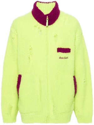 Doublet cardigan en polaire à effet usé - Vert