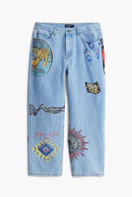 Jeans met patches - BLUE - 34