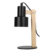 Home & Styling Tafellamp/bureaulampje Design Light - hout/metaal - zwart - H32 cm - thumbnail