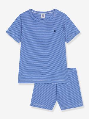 Pyjama short voor kinderen met strepen PETIT BATEAU blauw