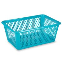 Opbergmand/kastmandje - 6,5 liter - blauw - kunststof - 20 x 30 x 11 cm