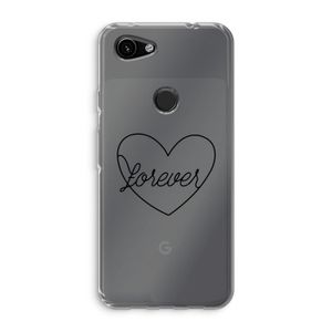 Forever heart black: Google Pixel 3a Transparant Hoesje