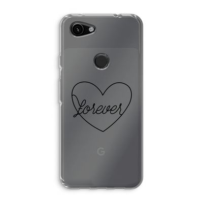 Forever heart black: Google Pixel 3a Transparant Hoesje
