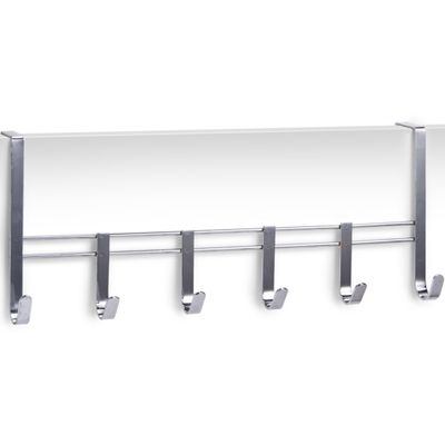 2x Zilveren deur kapstokken met 6 haken 51 cm