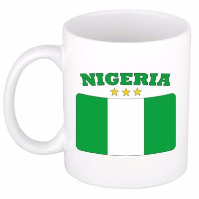 Koffie mok - Nigeria - vlag print - 300 ml - wit - keramiek - Supporters - Landen - Beker Koffie mok - Nigeria - vlag print - 300 ml - wit - keramiek - Supporters - Landen - Beker