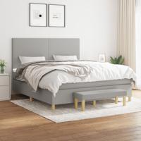 Boxspring met matras stof lichtgrijs 160x200 cm