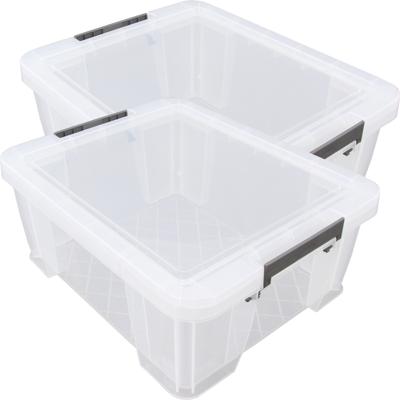 Allstore Opbergbox - 3x stuks - 24 liter - Transparant - 48 x 38 x 19 cm - kunststof - met deksel