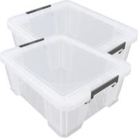 Allstore Opbergbox - 3x stuks - 24 liter - Transparant - 48 x 38 x 19 cm - kunststof - met deksel