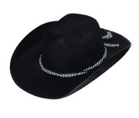 Cowboy hoed zwart met koord - thumbnail