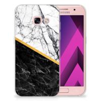 Samsung Galaxy A3 2017 | TPU | Siliconen hoesje | Marmer Wit Zwart - Origineel Cadeau Man