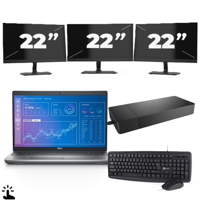 Dell Precision 3571 - Intel Core i5-12e Generatie - 15 inch - Touch - 16GB RAM - 256GB SSD - Windows 11 Home + 3x 22 inch Monitor