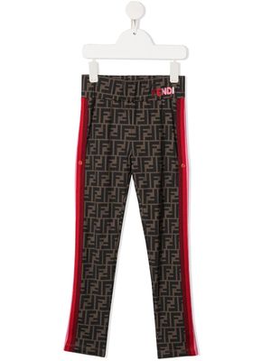 Fendi Kids legging à imprimé Zucca - Marron