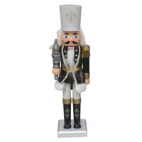 Notenkraker decoratie figuur/beeld - 38 cm - zwart - met beweging en muziek - kunststof