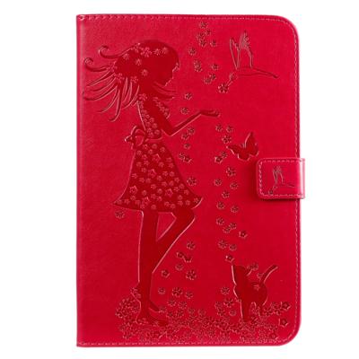 Voor iPad mini 2019 & 4 & 3 & 2 & 1 gedrukt afdrukken vrouw en kat patroon horizontale Flip lederen draagtas met houder & kaartsleuven & portemonnee (